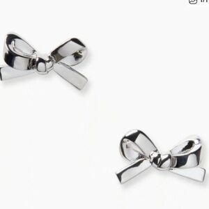 Kate Spade Shiny Silver Bow Earrings for Kids